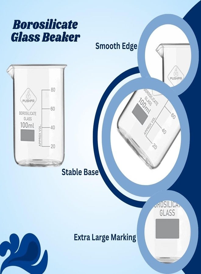 PUSHPA Borosilicate Glass Measuring Beaker With Graduation Marks For School Colleges And Chemistry Lab (100 ML, 1) - Image 3